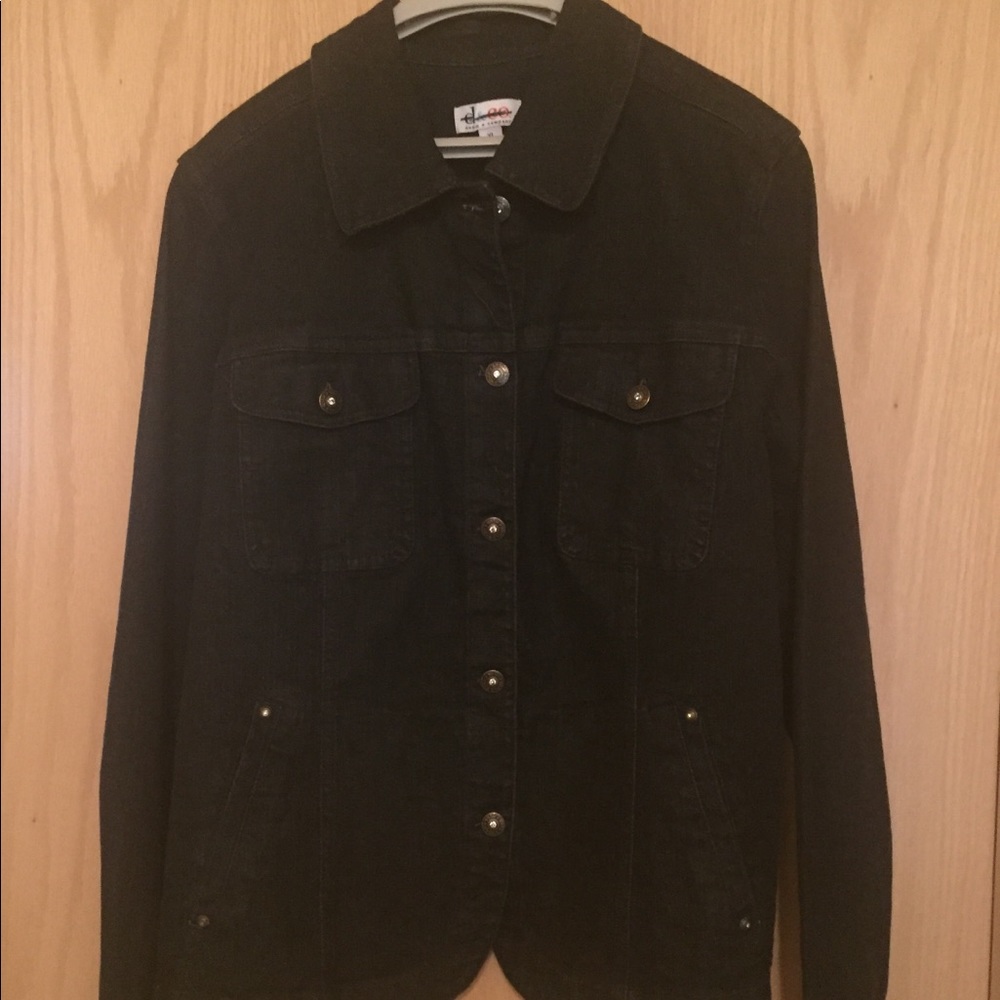 NWOT Denim & Co Black Jean Jacket XL
